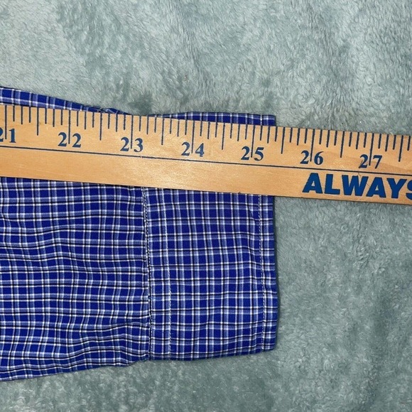 Ralph Lauren Custom Fit Button down Flannel Shirt Plaid 100% Cotton Blue Large - Picture 7 of 7